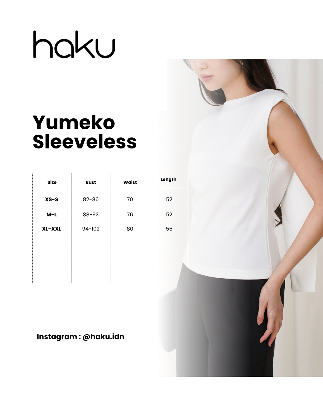 Size Chart for Yumeko Sleeveless Top